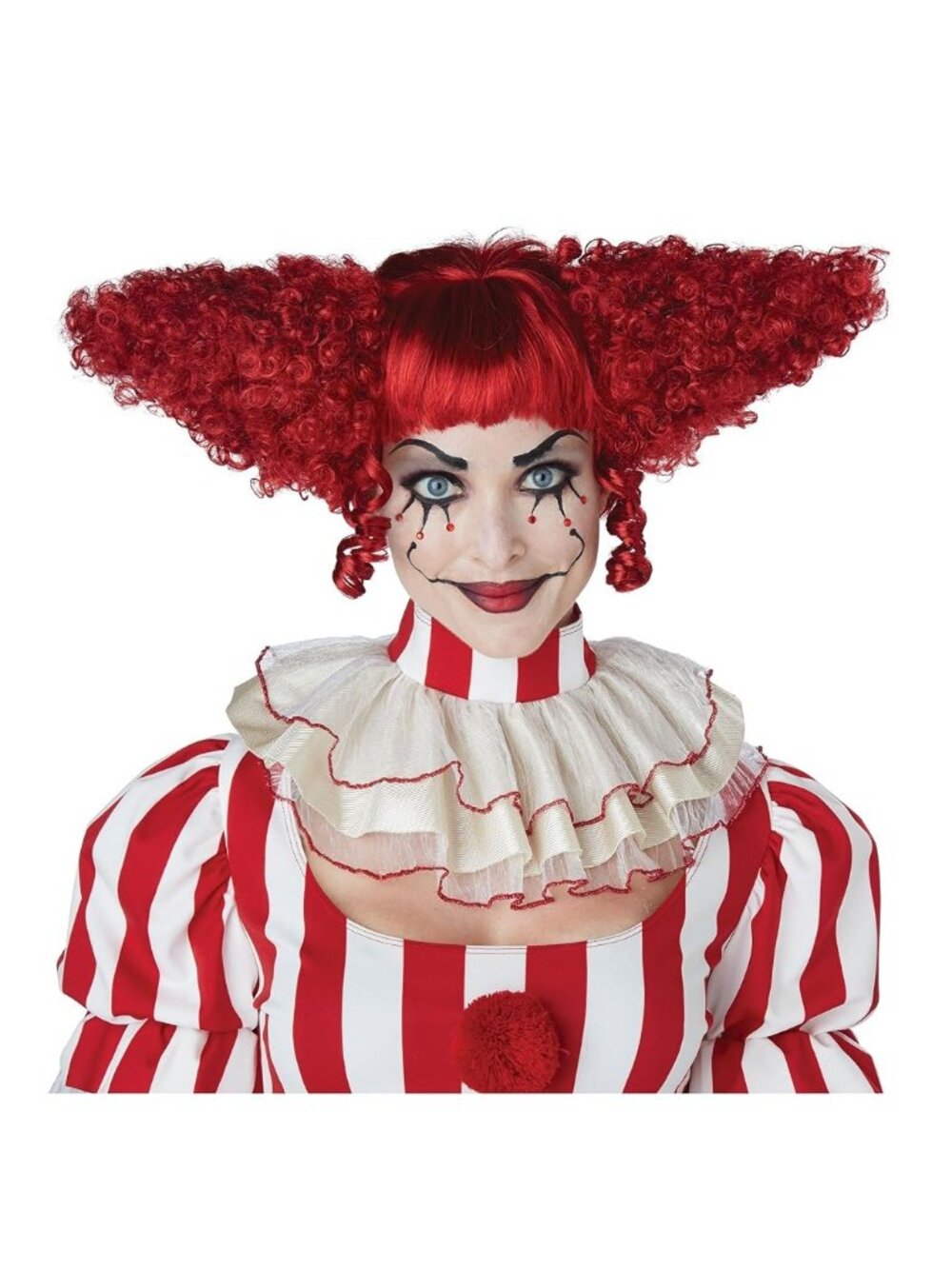 Synthetic Creepy Clown Wig, Red